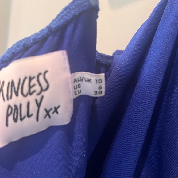 Blue Ruched mini dress, fully lined. - Picture 5 of 10